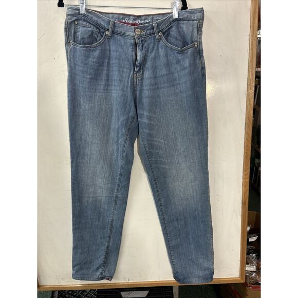 Eddie Bauer Jeans 33x30 Blue Flannel Lined Boyfriend Relaxed Fit Straight‎ - Picture 1 of 16